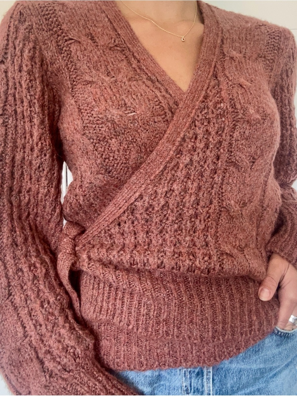 Cream Knit Wrap Cardigan
